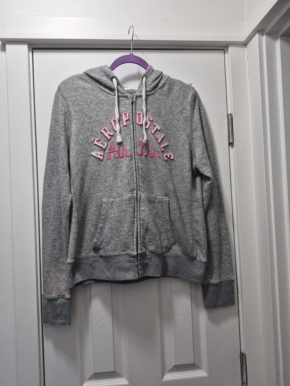 Aeropostale  Gray Zip Hoodie with Pink Logo